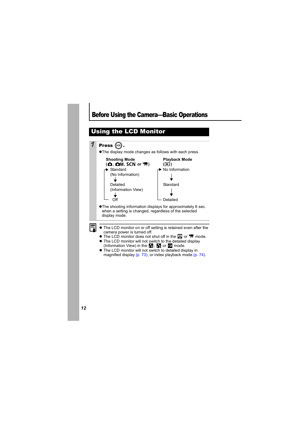 Before using the camera—basic operations, Using the lcd monitor | Canon 850 IS User Manual | Page 14 / 146