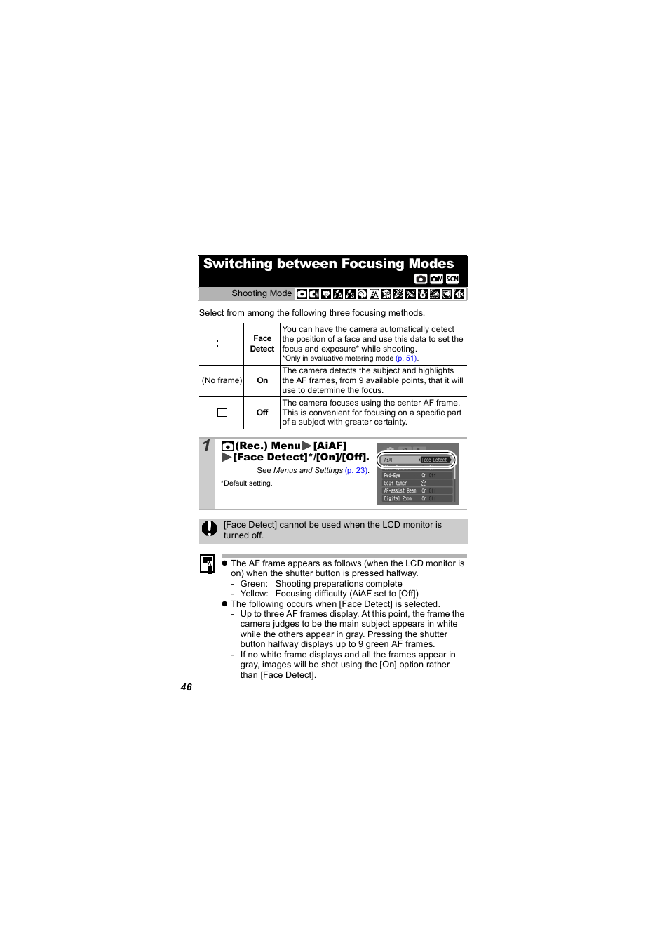 Switching between focusing modes, P. 46), P. 46 | Canon 850 IS User Manual | Page 48 / 146