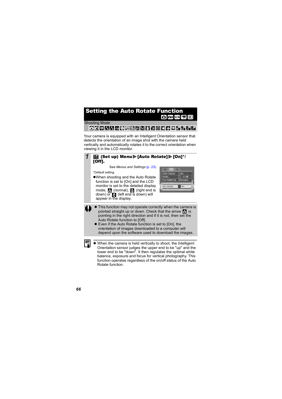 Setting the auto rotate function, P. 66), P. 66 | Canon 850 IS User Manual | Page 68 / 146