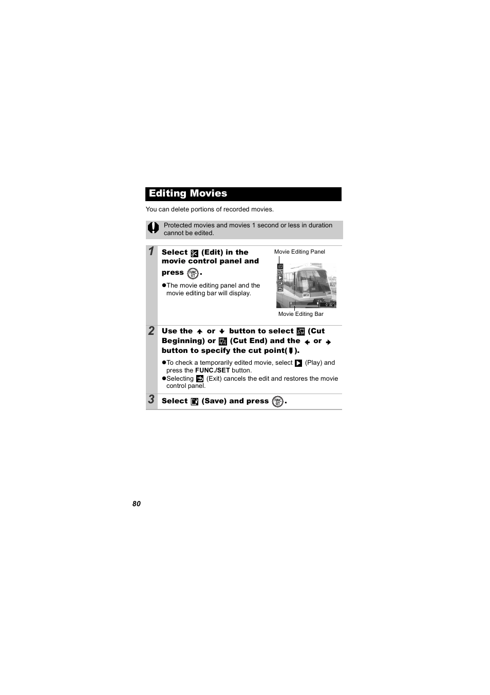 Editing movies, P. 80) | Canon 850 IS User Manual | Page 82 / 146