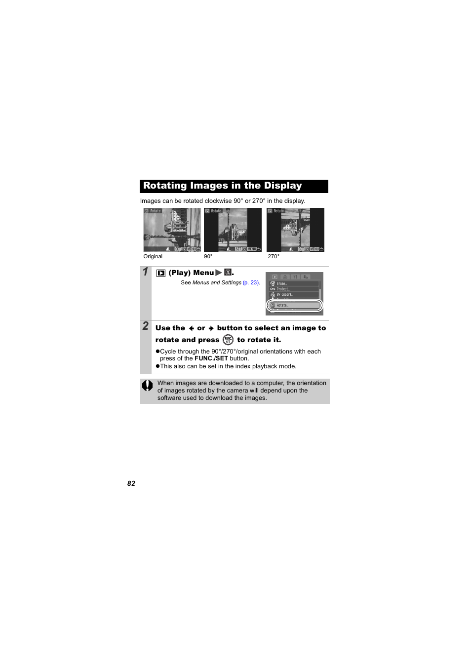 Rotating images in the display, P. 82 | Canon 850 IS User Manual | Page 84 / 146