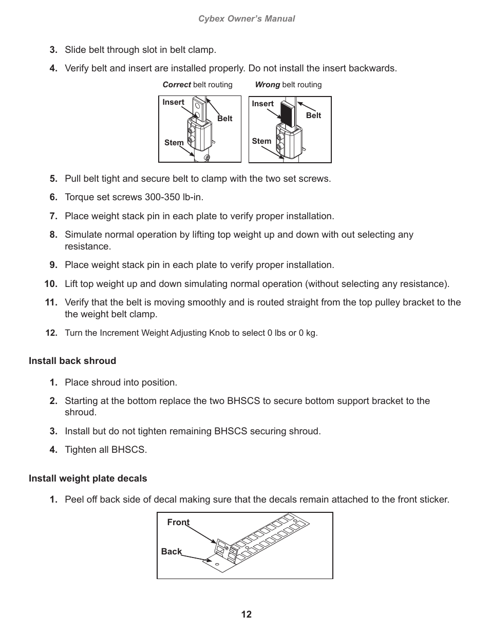 Cybex 12010 VR3 Overhead Press User Manual | Page 12 / 26