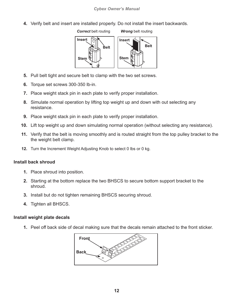 Cybex 12030 VR3 Row User Manual | Page 12 / 26