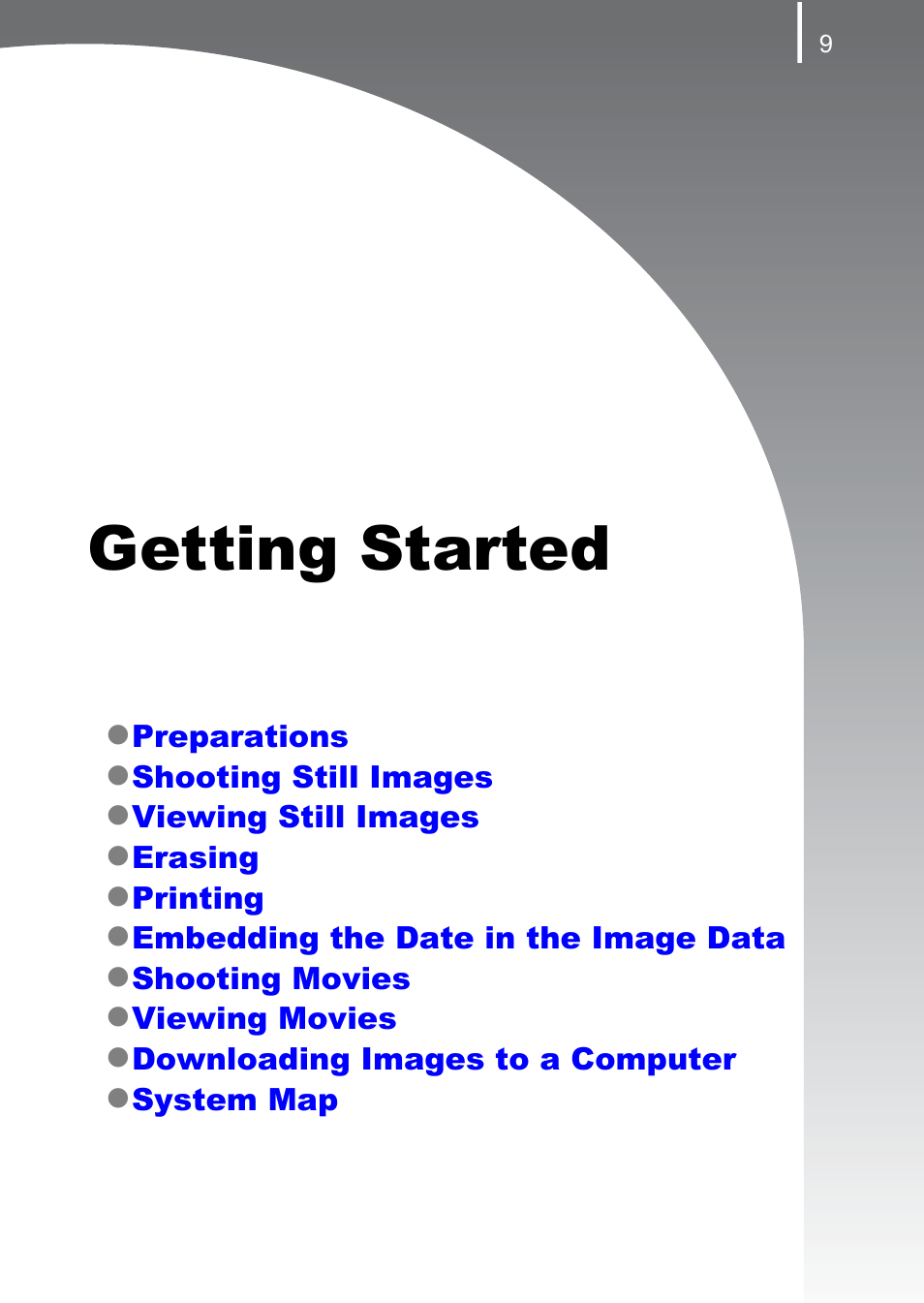 Getting started, P. 9 | Canon A580 User Manual | Page 11 / 195