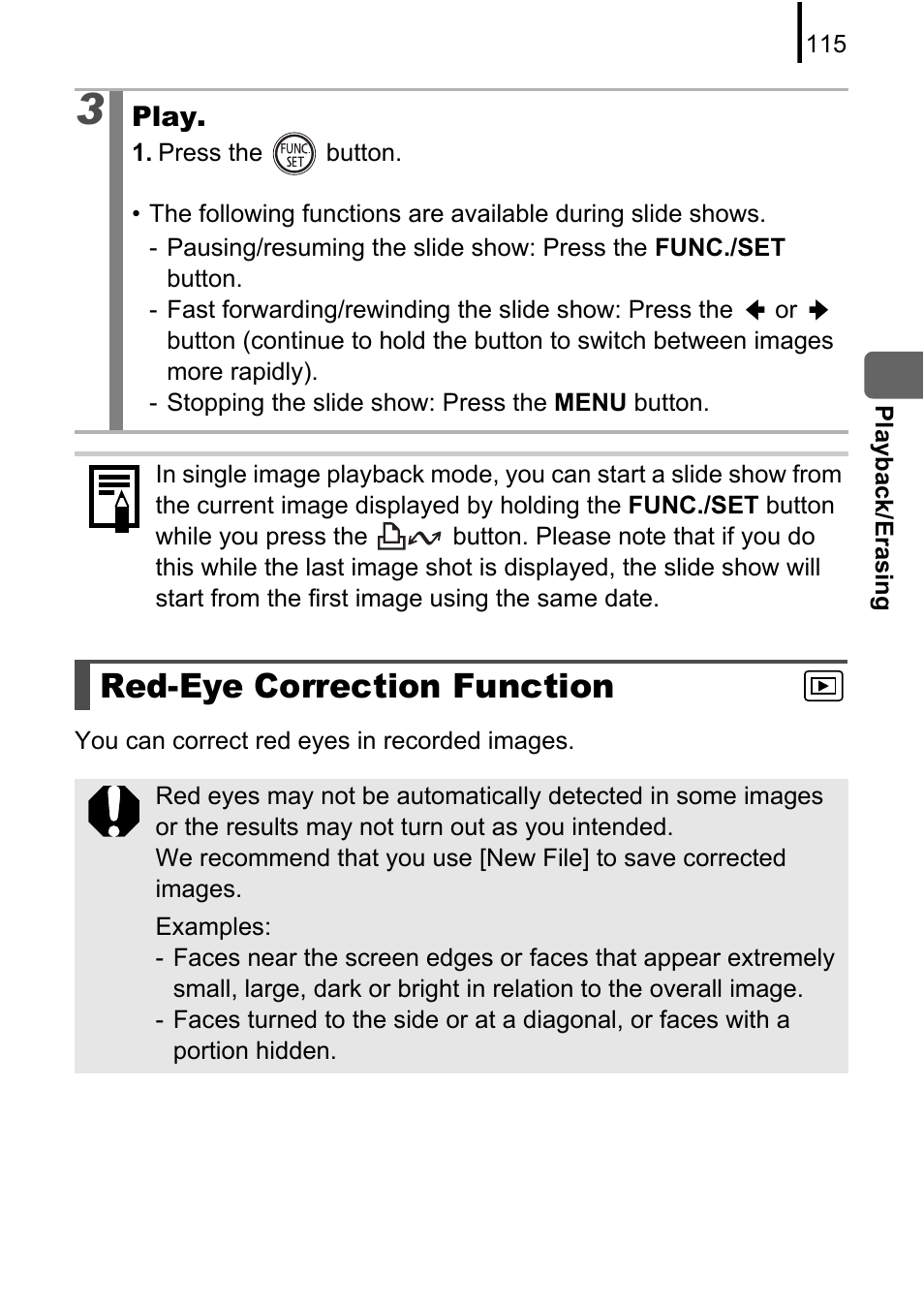 Red-eye correction function, P. 115 | Canon A580 User Manual | Page 117 / 195