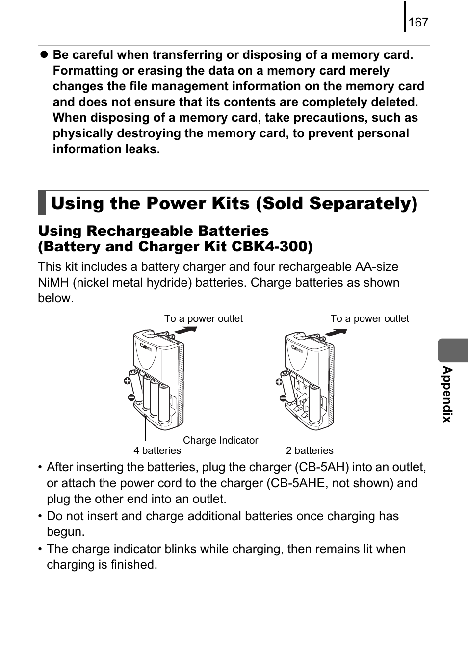 Using the power kits (sold separately) | Canon A580 User Manual | Page 169 / 195