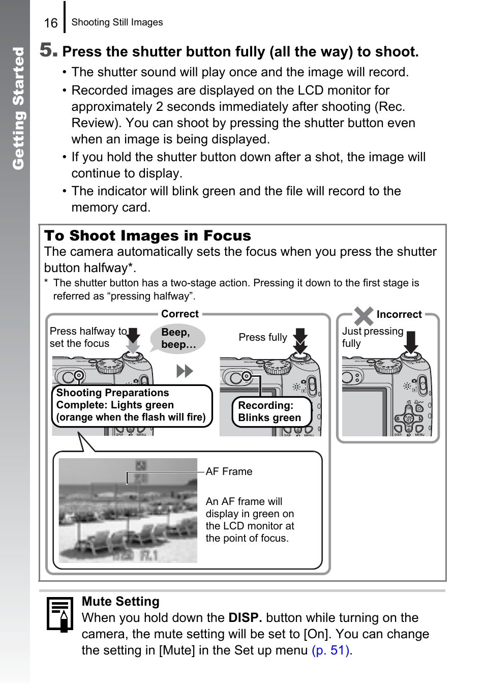 Getting started | Canon A580 User Manual | Page 18 / 195