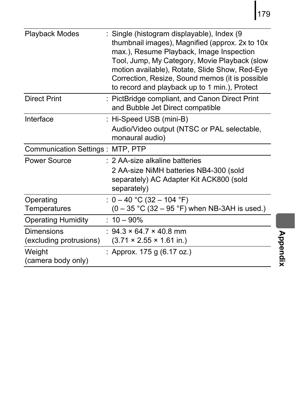 Canon A580 User Manual | Page 181 / 195