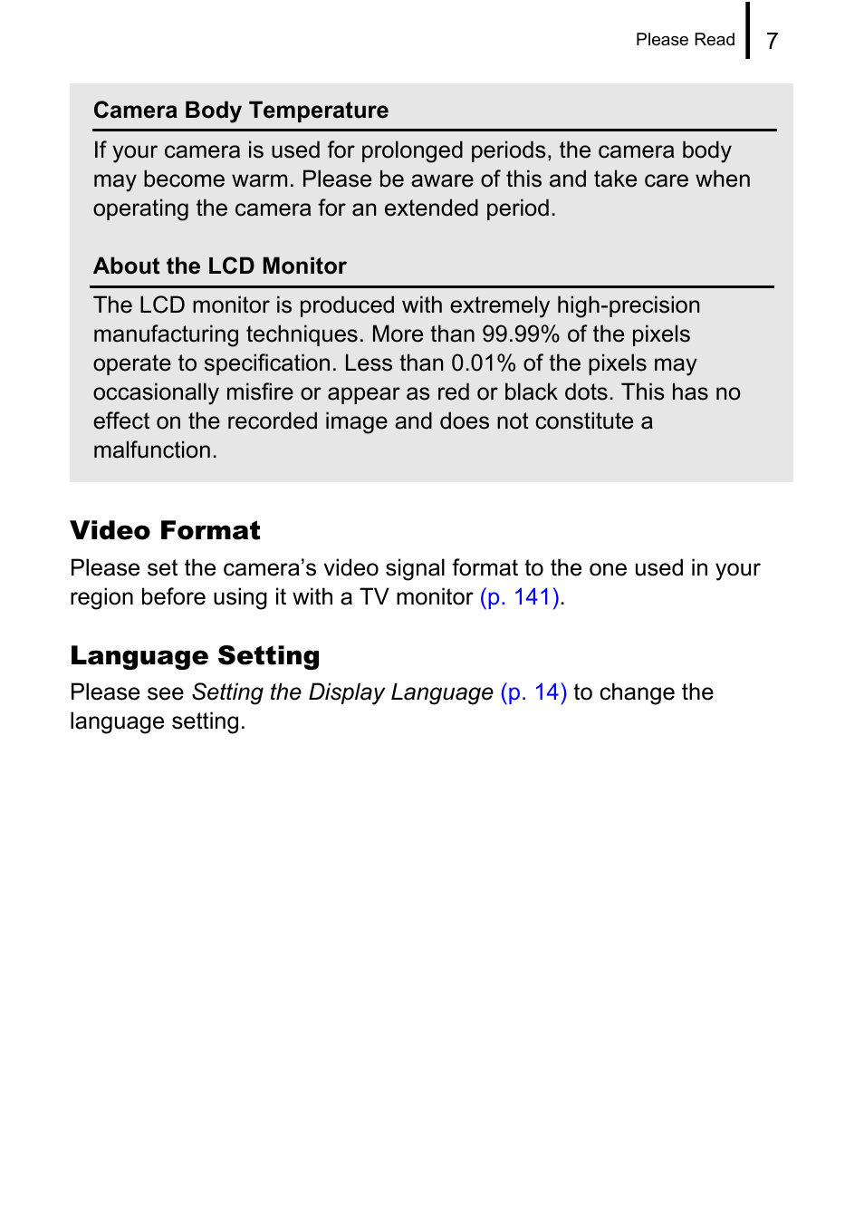 Video format, Language setting | Canon A580 User Manual | Page 9 / 195