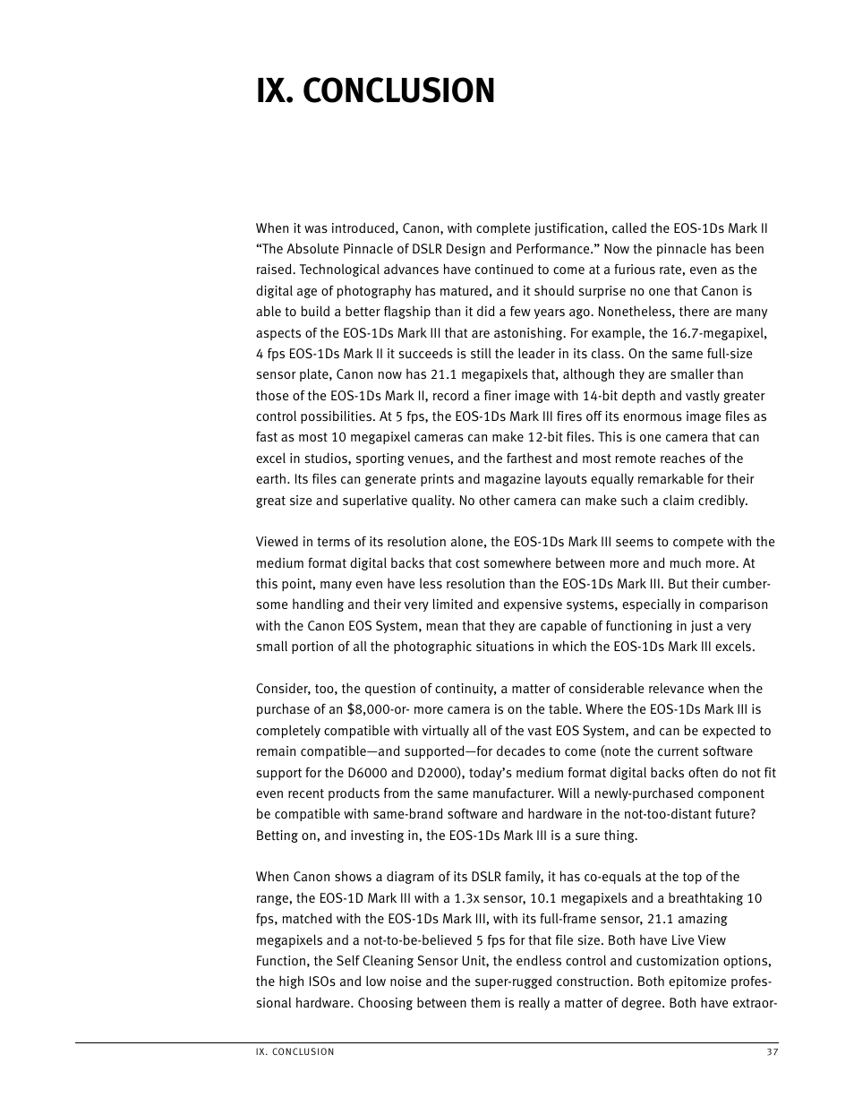 Conclusion, Ix. conclusion | Canon EOS 1Ds User Manual | Page 37 / 38