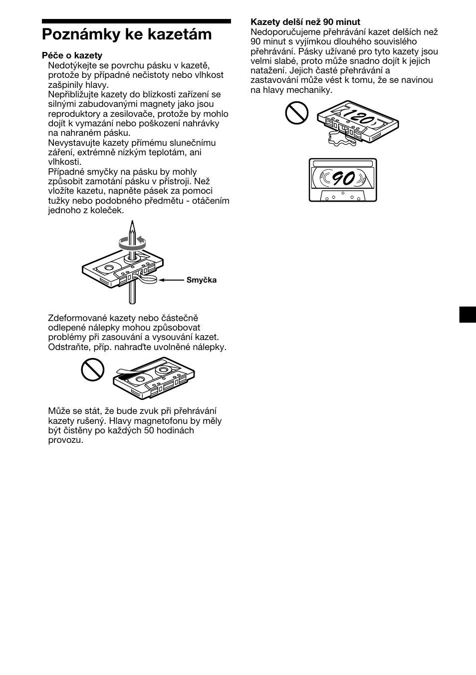 3poznámky ke kazetám | Sony XR-1300R User Manual | Page 43 / 100