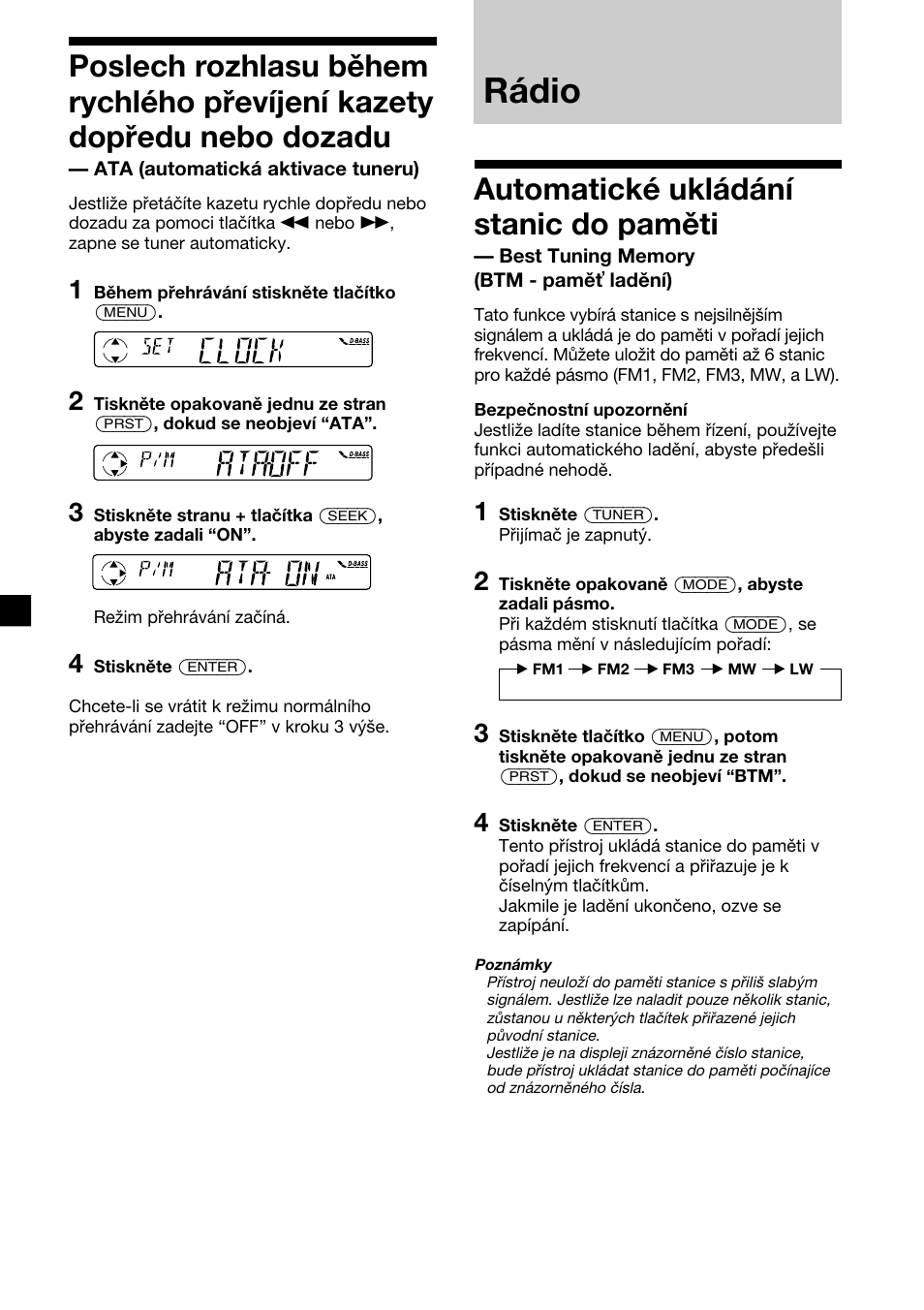 Rádio, Automatické ukládání stanic do paměti | Sony XR-1300R User Manual | Page 48 / 100