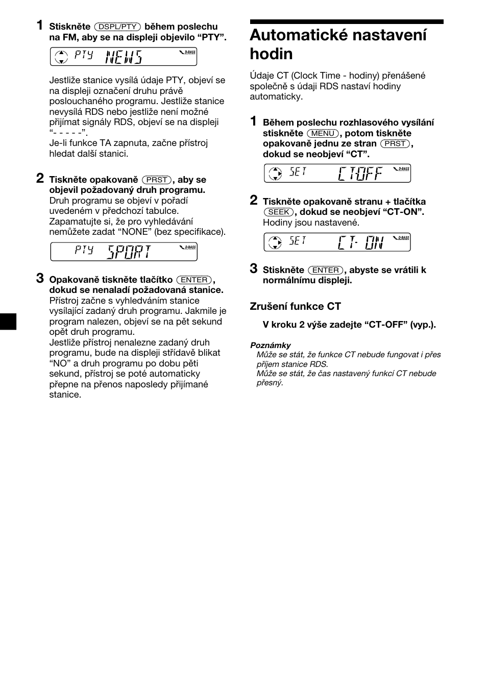 Automatické nastavení hodin | Sony XR-1300R User Manual | Page 54 / 100
