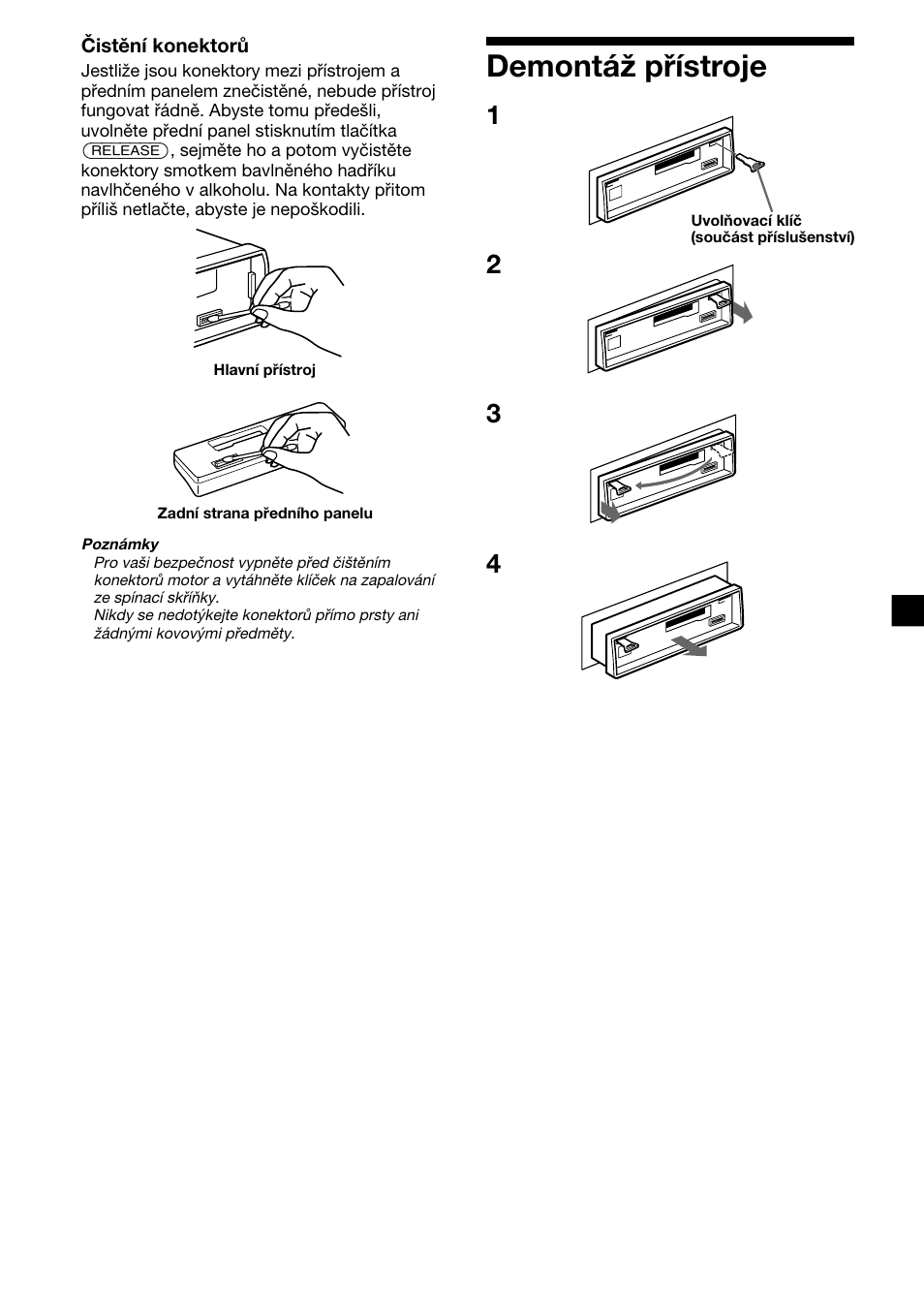 Demontáž přístroje | Sony XR-1300R User Manual | Page 57 / 100