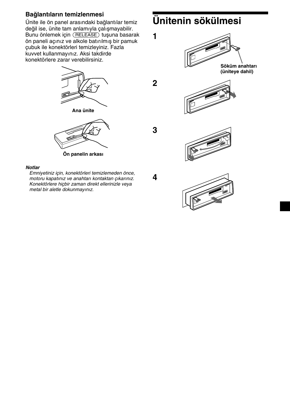 Ünitenin sökülmesi | Sony XR-1300R User Manual | Page 77 / 100