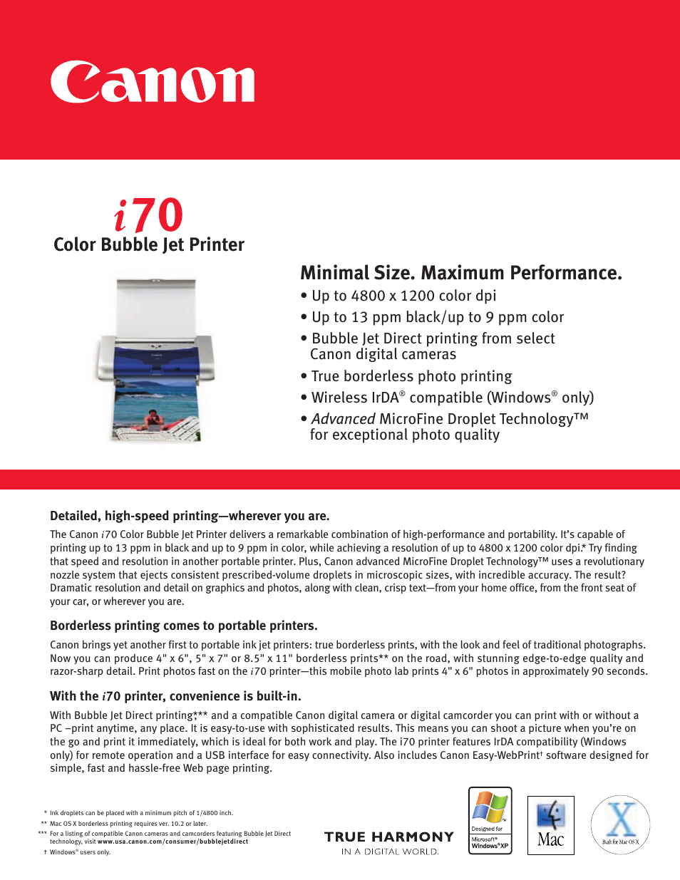 Canon i 70 User Manual | 2 pages