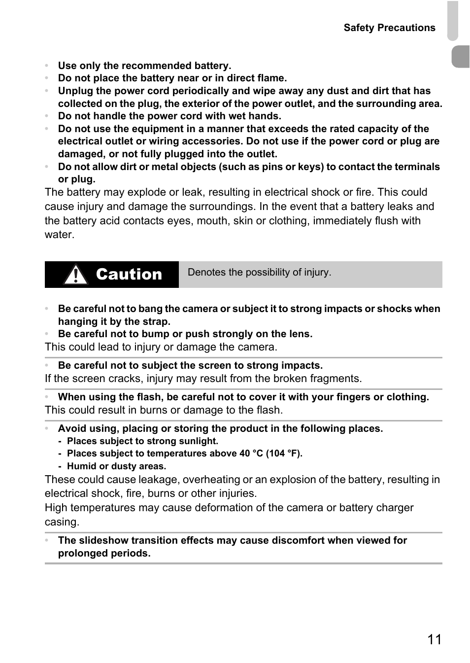 Caution | Canon IXUS 1000 HS User Manual | Page 11 / 178