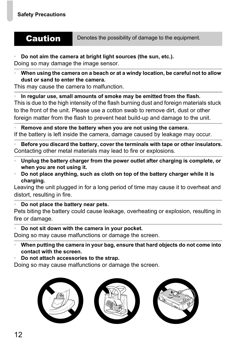 Caution | Canon IXUS 1000 HS User Manual | Page 12 / 178