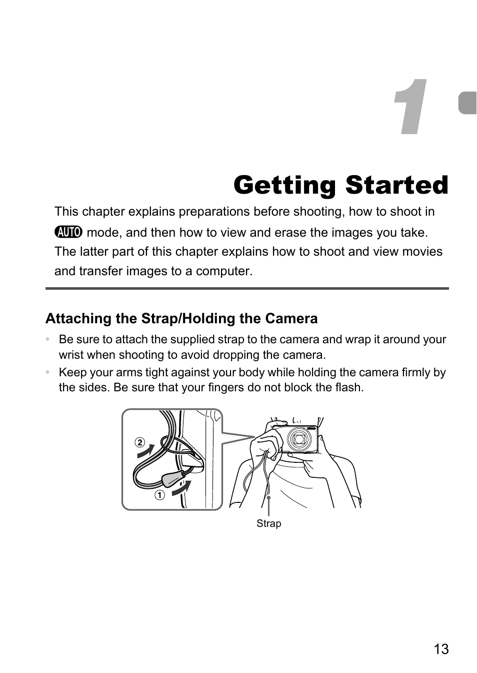 1 getting started, Getting started | Canon IXUS 1000 HS User Manual | Page 13 / 178