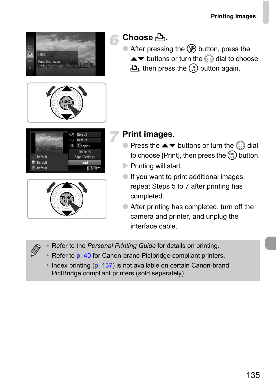 135 choose 2, Print images | Canon IXUS 1000 HS User Manual | Page 135 / 178