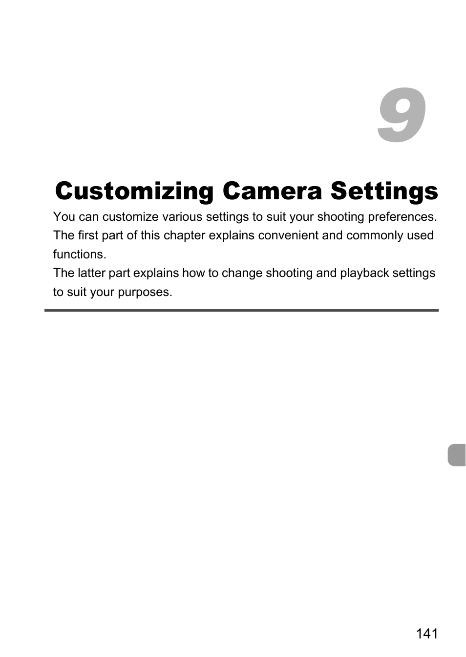 9 customizing camera settings, 9 customizing camera, Settings | Canon IXUS 1000 HS User Manual | Page 141 / 178