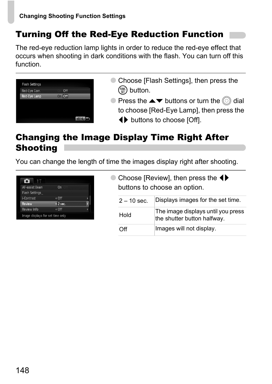 Turning off the red-eye reduction function | Canon IXUS 1000 HS User Manual | Page 148 / 178