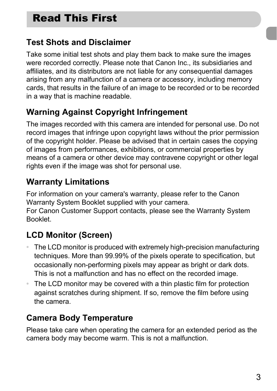 Read this first | Canon IXUS 1000 HS User Manual | Page 3 / 178