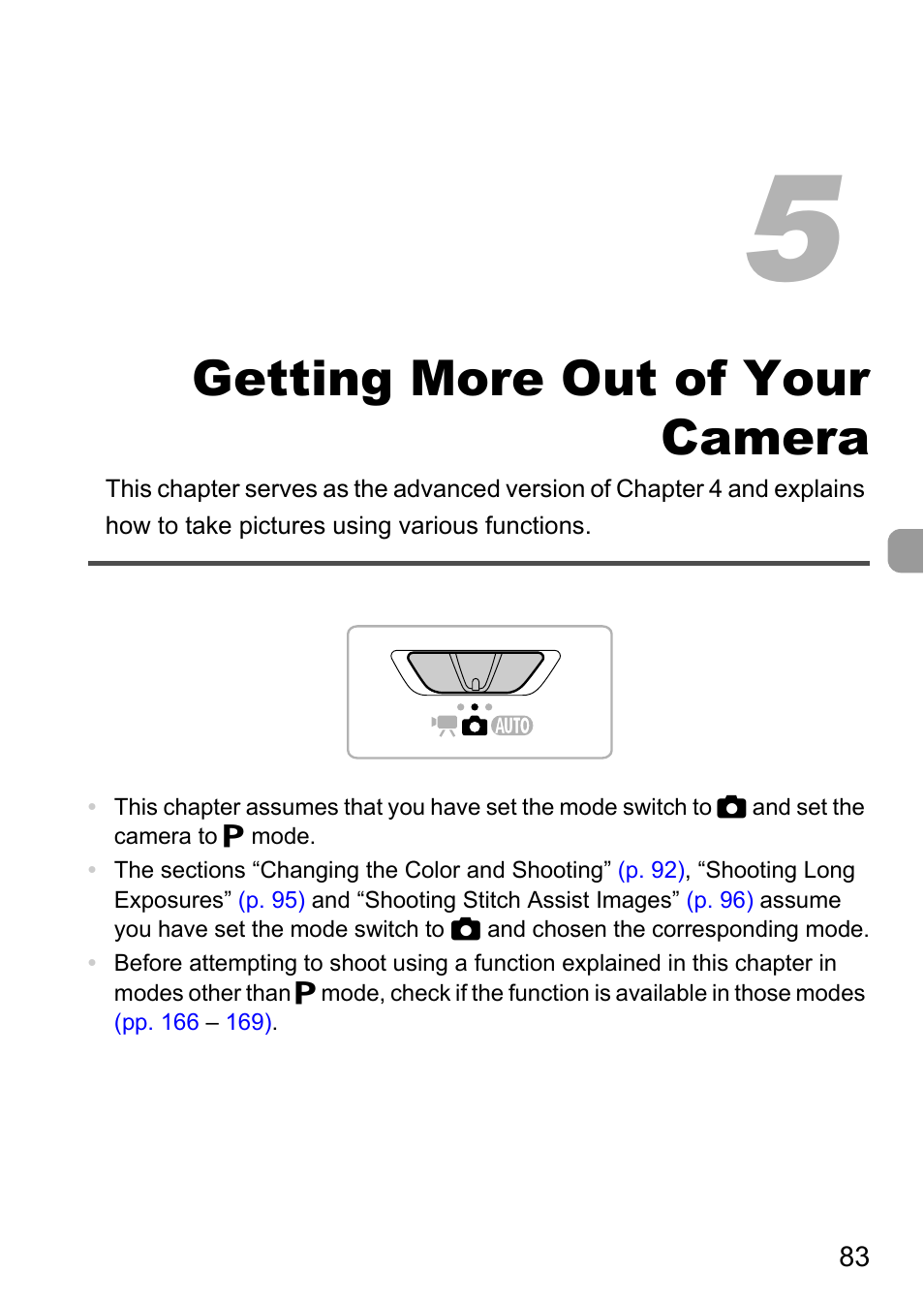 5 getting more out of your camera, 5 getting more out of your, Camera | Getting more out of your camera | Canon IXUS 1000 HS User Manual | Page 83 / 178