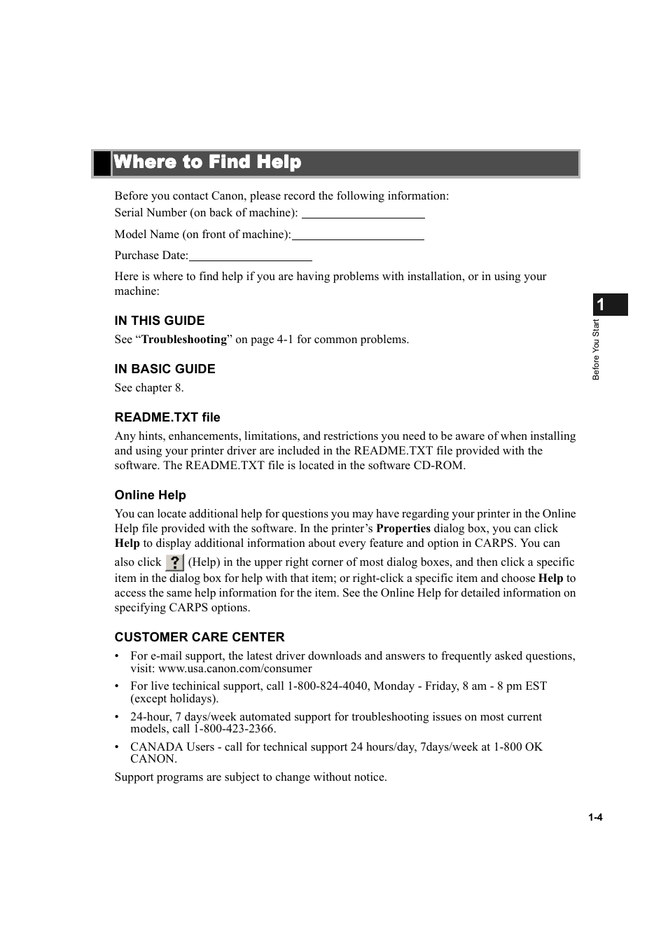 Where to find help, Where to find help -4 | Canon D300 User Manual | Page 12 / 121