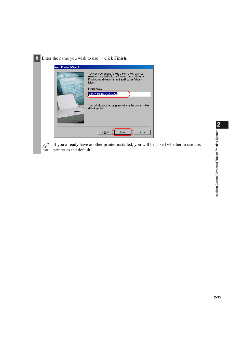 8enter the name you wish to use  click finish | Canon D300 User Manual | Page 31 / 121