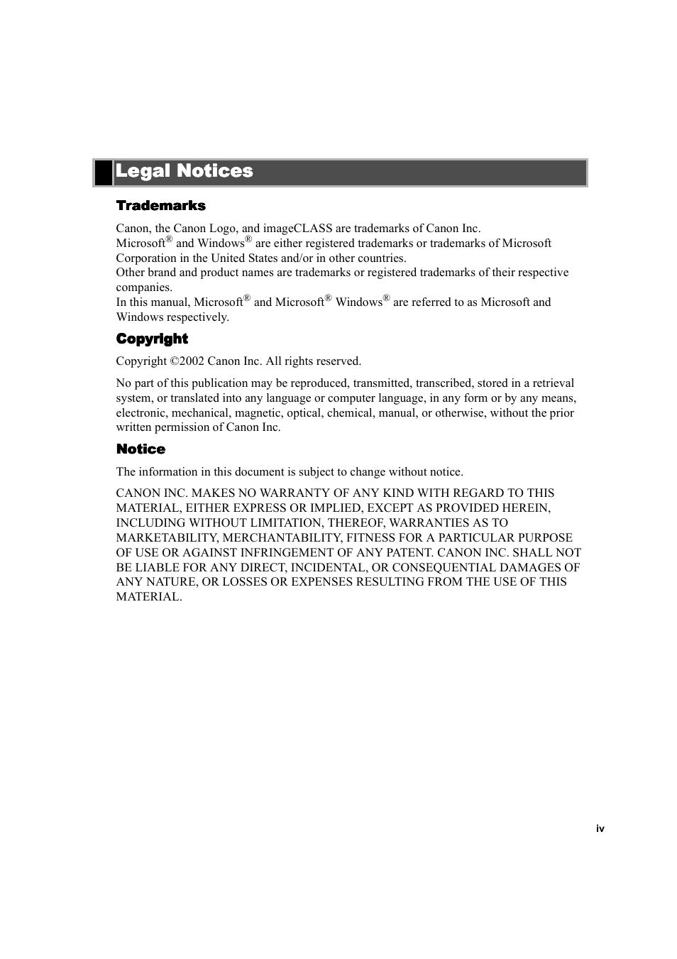 Legal notices | Canon D300 User Manual | Page 4 / 121