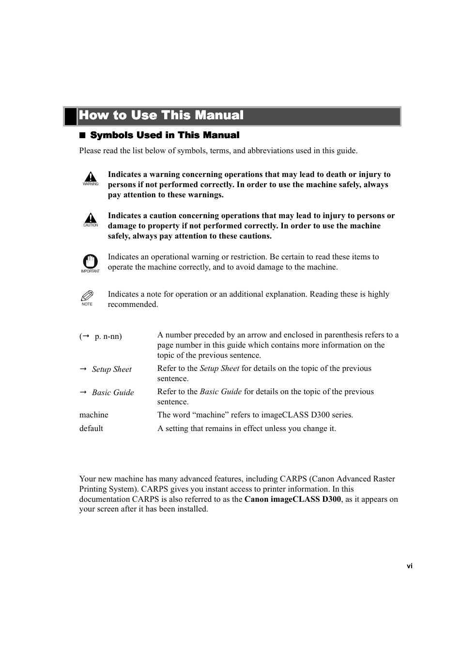 How to use this manual | Canon D300 User Manual | Page 6 / 121