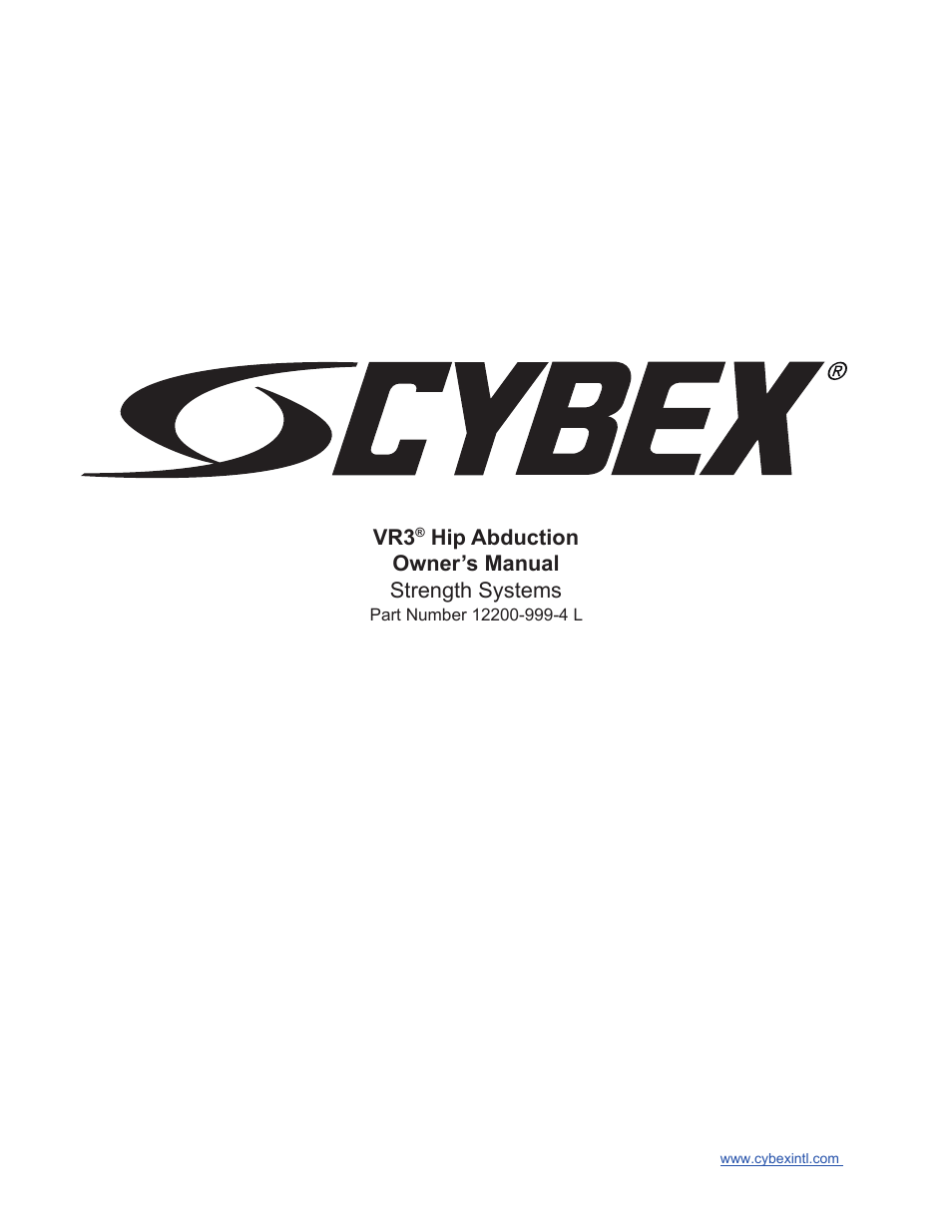 Cybex 12200 VR3 Hip Abduction User Manual | 26 pages