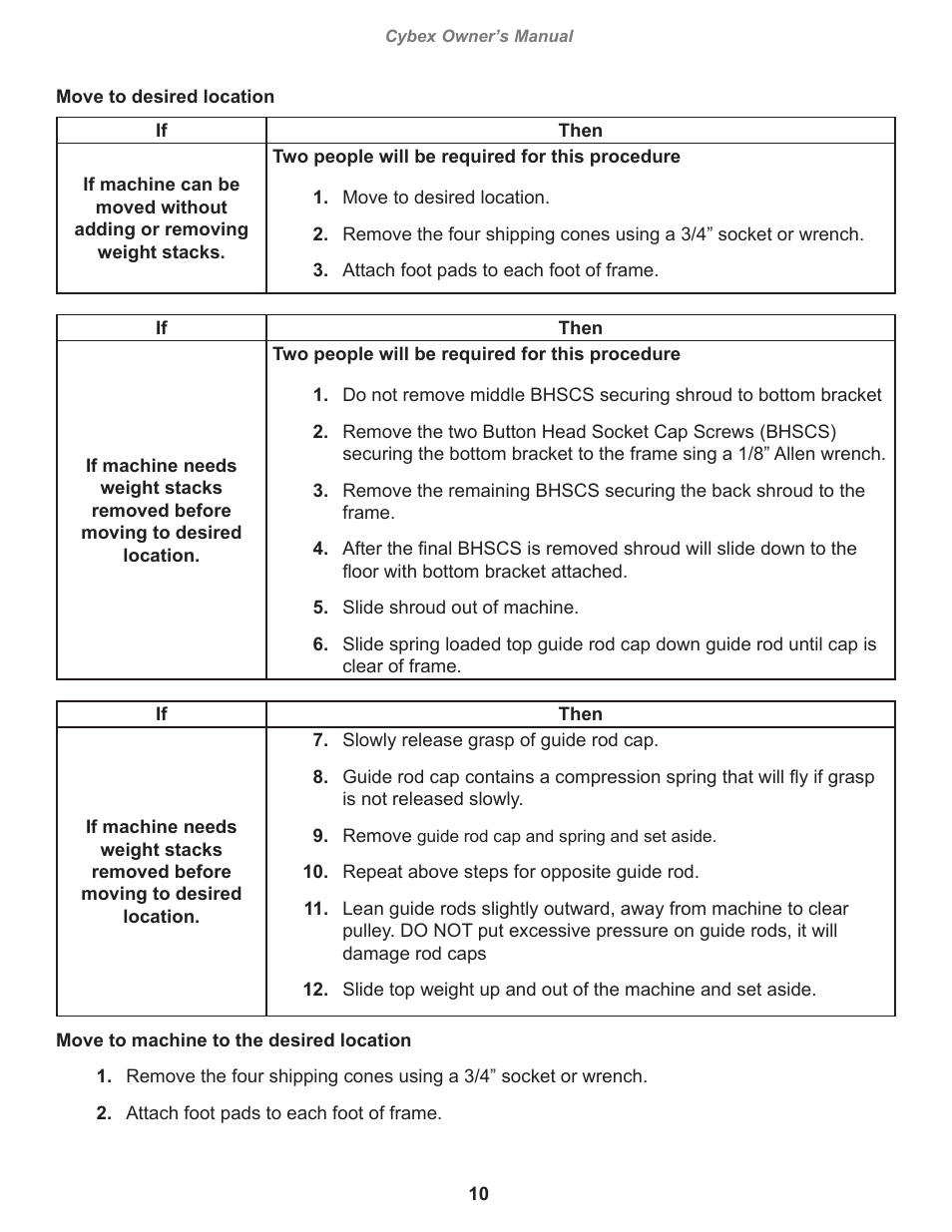 Cybex 12220 VR3 Cable Column User Manual | Page 10 / 28