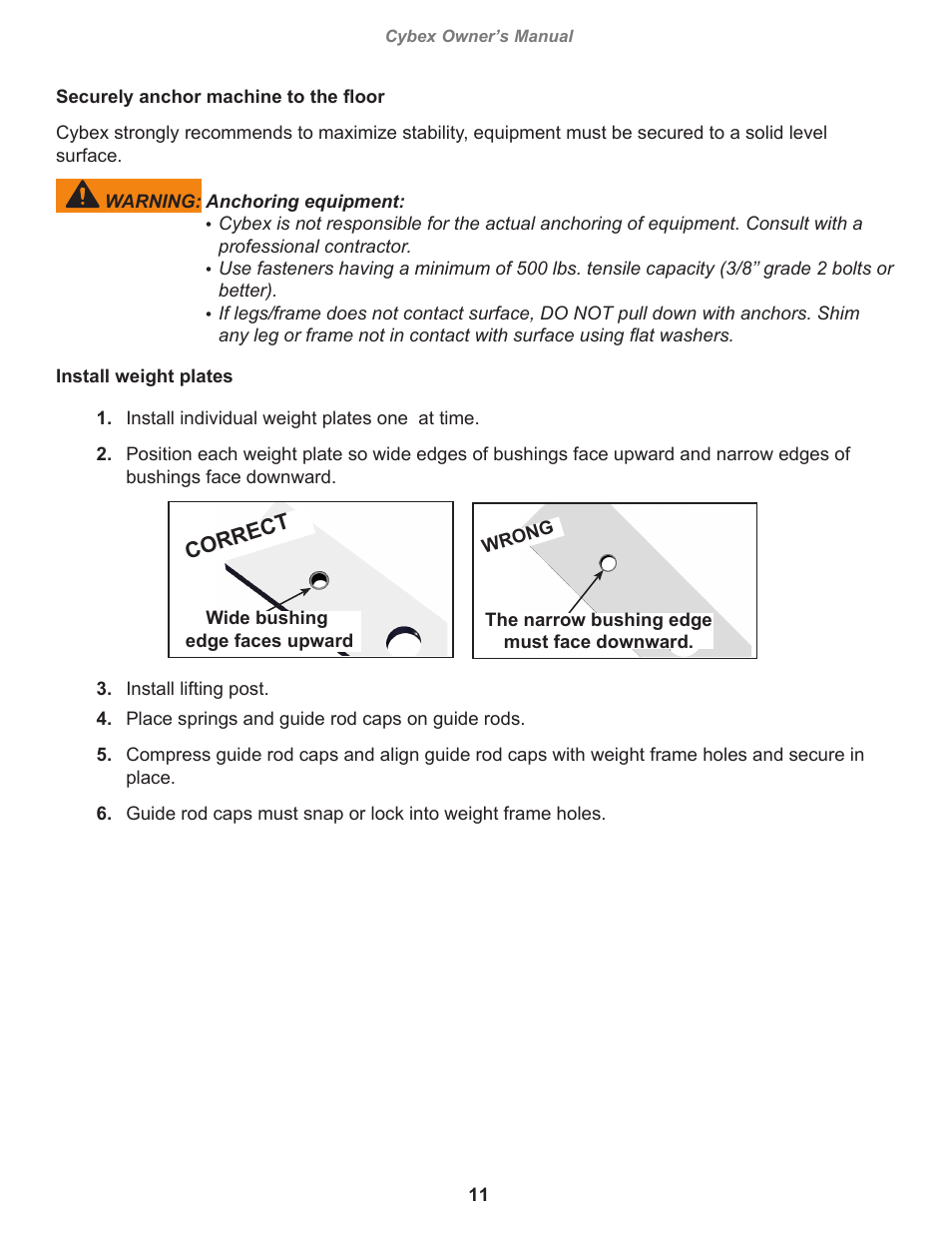 Cybex 12220 VR3 Cable Column User Manual | Page 11 / 28