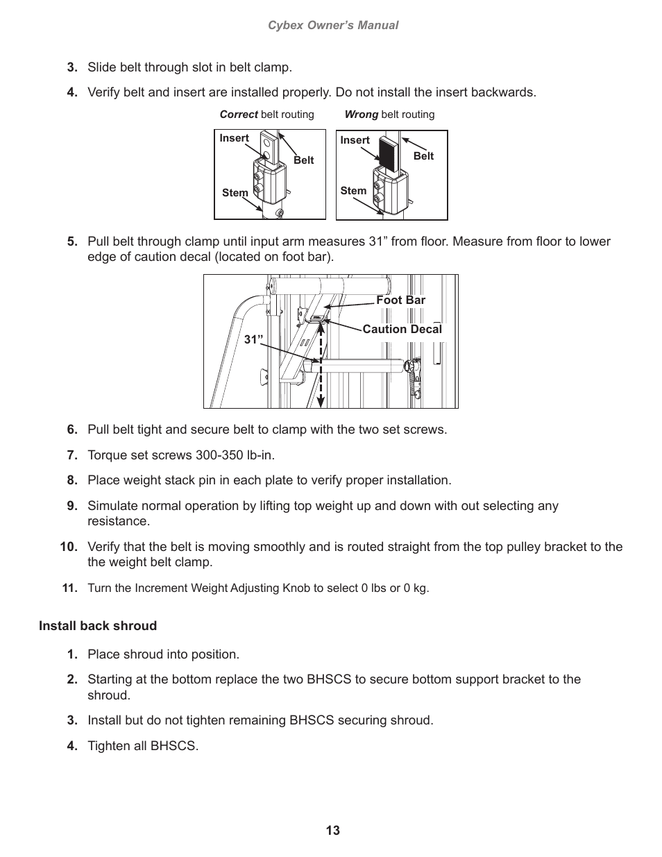 Cybex 12231 VR3 Dip Chin User Manual | Page 13 / 28