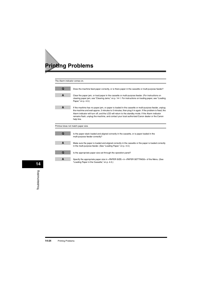 Printing problems, Printing problems -24 | Canon L380S User Manual | Page 172 / 224