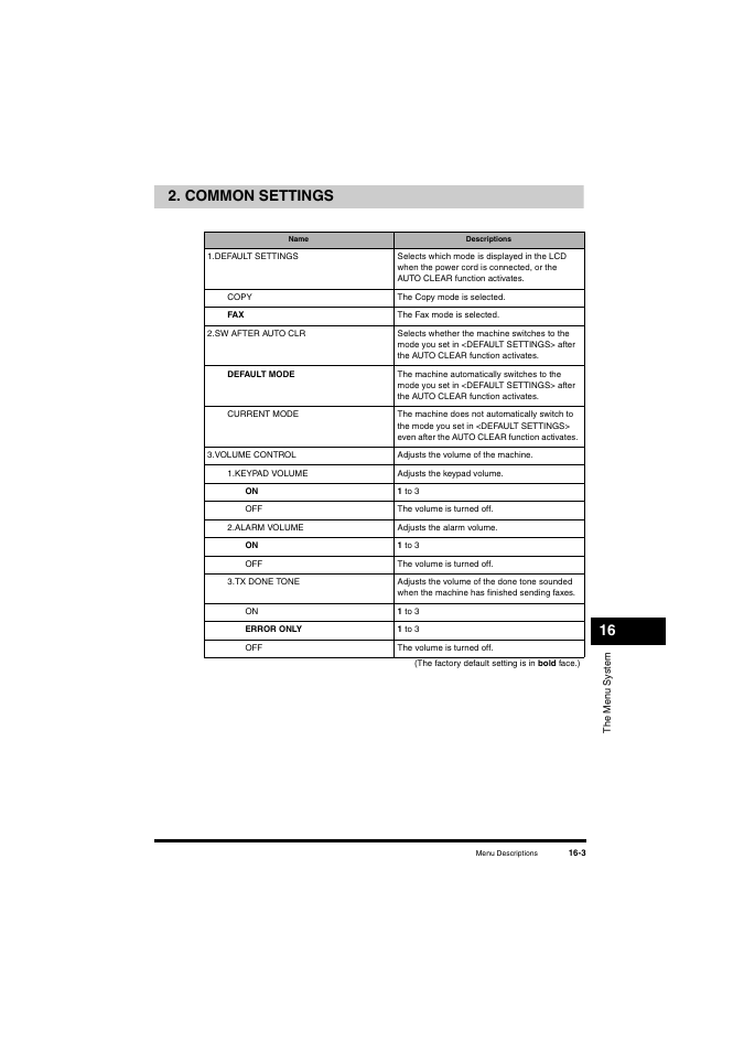 Common settings, Common settings -3, 16 2. common settings | Canon L380S User Manual | Page 181 / 224