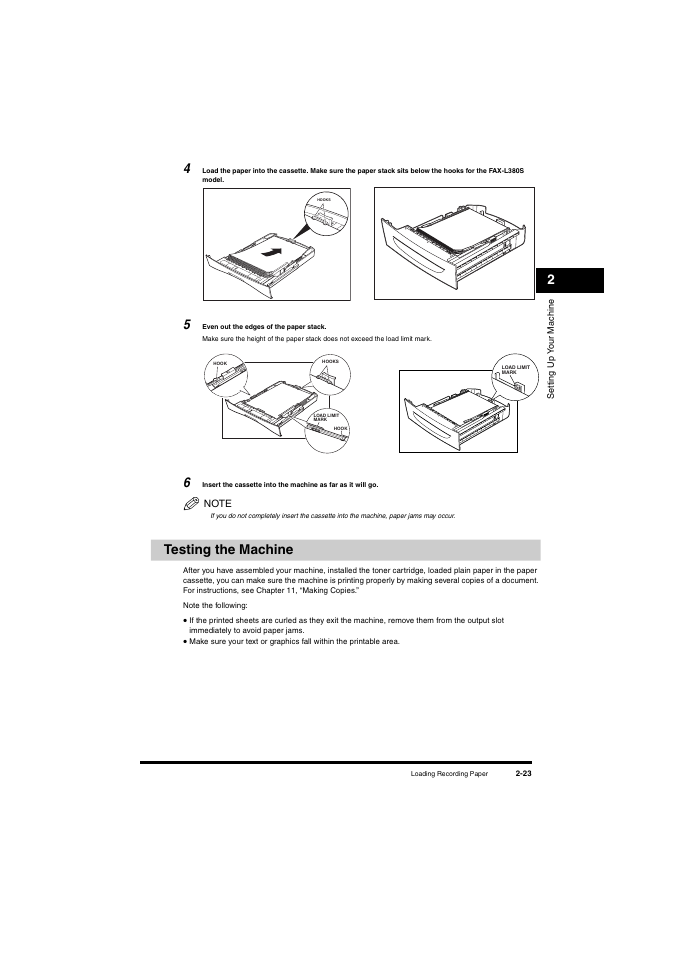 Testing the machine, Testing the machine -23 | Canon L380S User Manual | Page 41 / 224