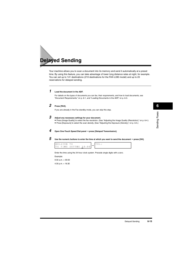 Delayed sending, Delayed sending -15 | Canon L380S User Manual | Page 88 / 224