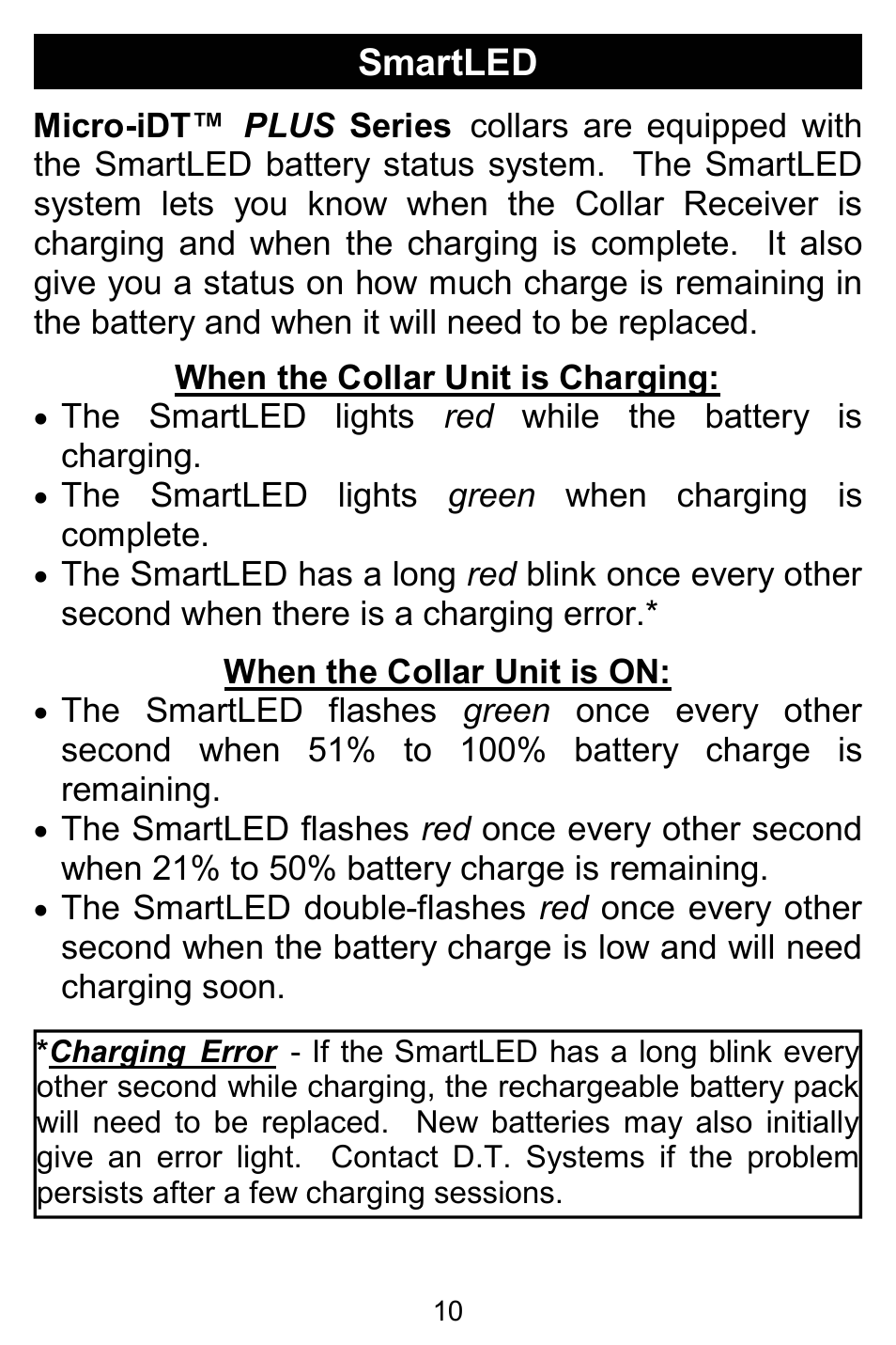 Smartled | D.T. Systems Micro-iDT PLUS with SmartLED User Manual | Page 10 / 20