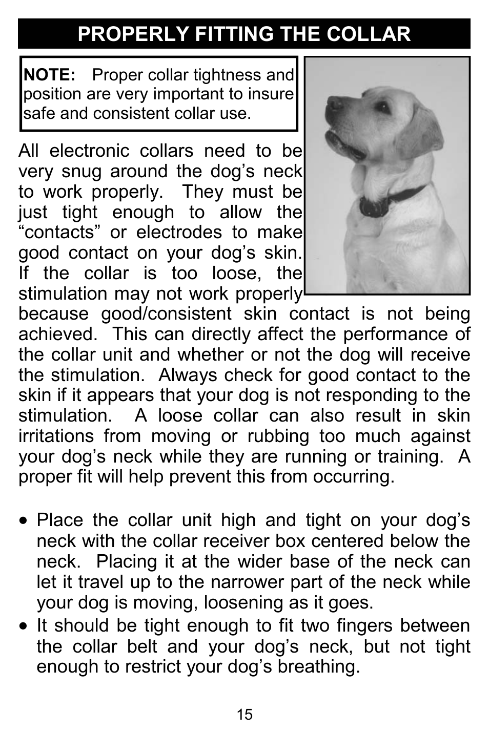 Properly fitting the collar | D.T. Systems Micro-iDT PLUS with SmartLED User Manual | Page 15 / 20