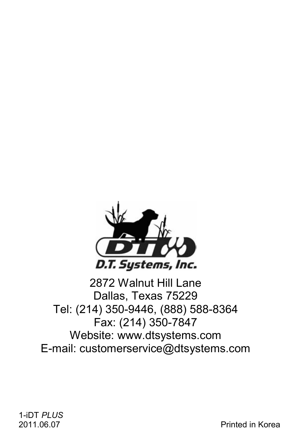 D.T. Systems Micro-iDT PLUS with SmartLED User Manual | Page 20 / 20