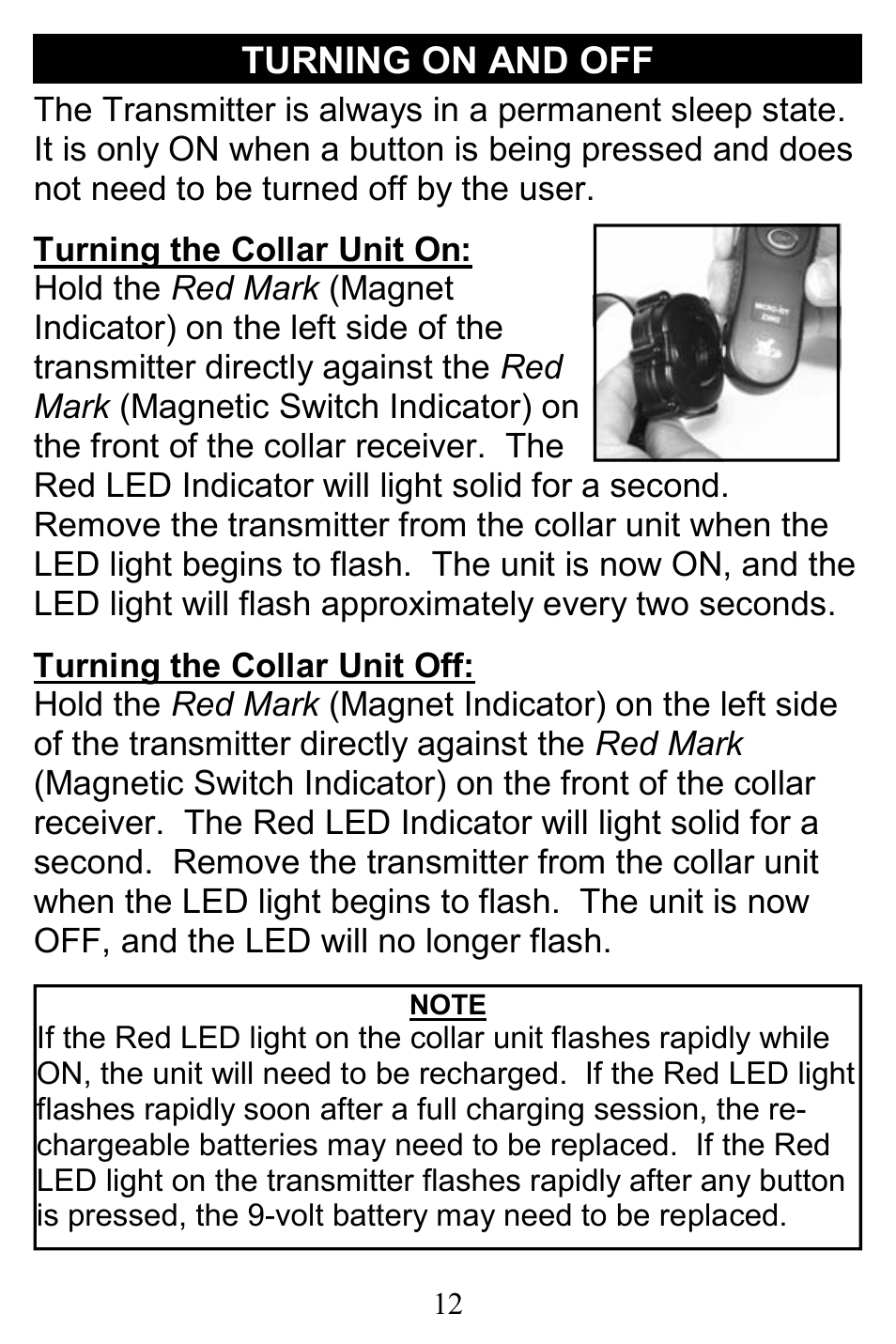 Turning on and off | D.T. Systems Micro-iDT PLUS User Manual | Page 12 / 20