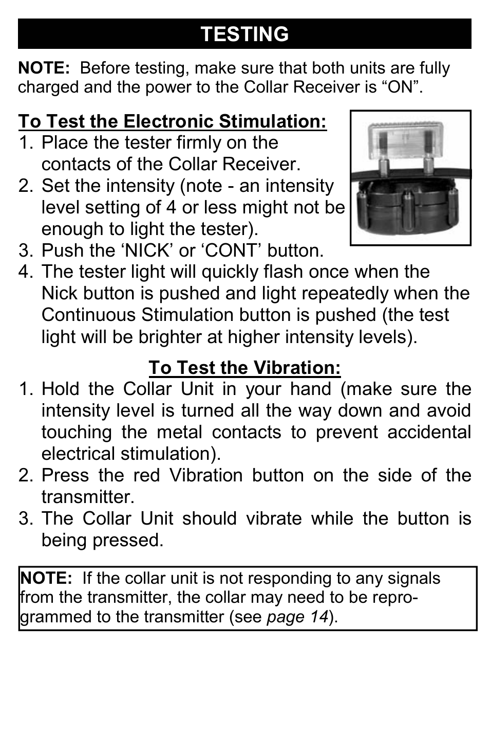 Testing | D.T. Systems Micro-iDT PLUS User Manual | Page 13 / 20