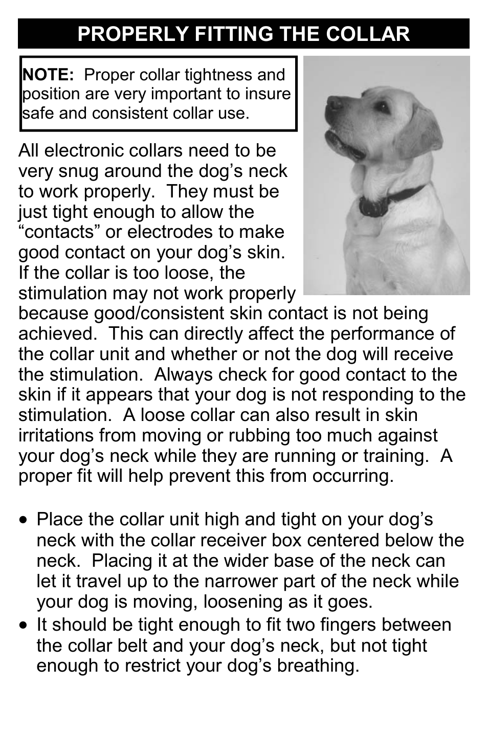 Properly fitting the collar | D.T. Systems Micro-iDT PLUS User Manual | Page 15 / 20