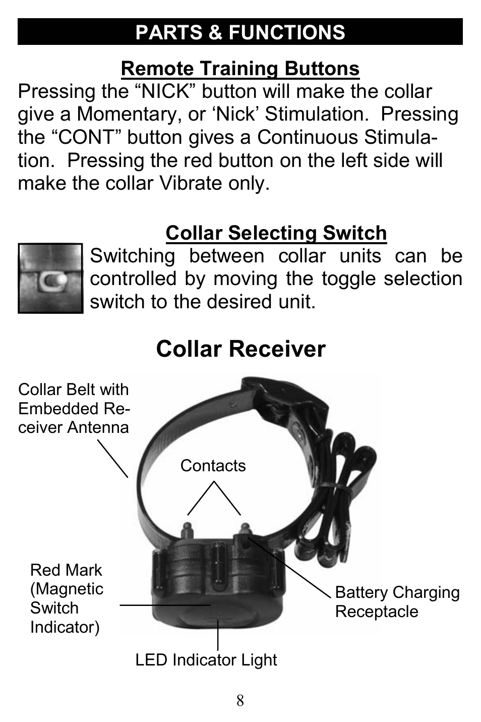 Collar receiver | D.T. Systems Micro-iDT PLUS User Manual | Page 8 / 20