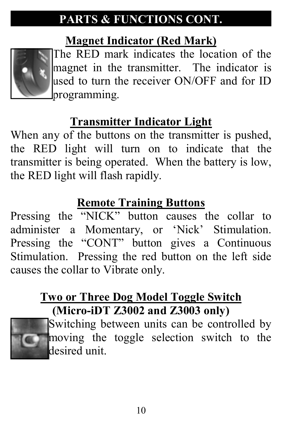 D.T. Systems Micro-iDT Z3000 (ex. serial #A12345) User Manual | Page 10 / 20