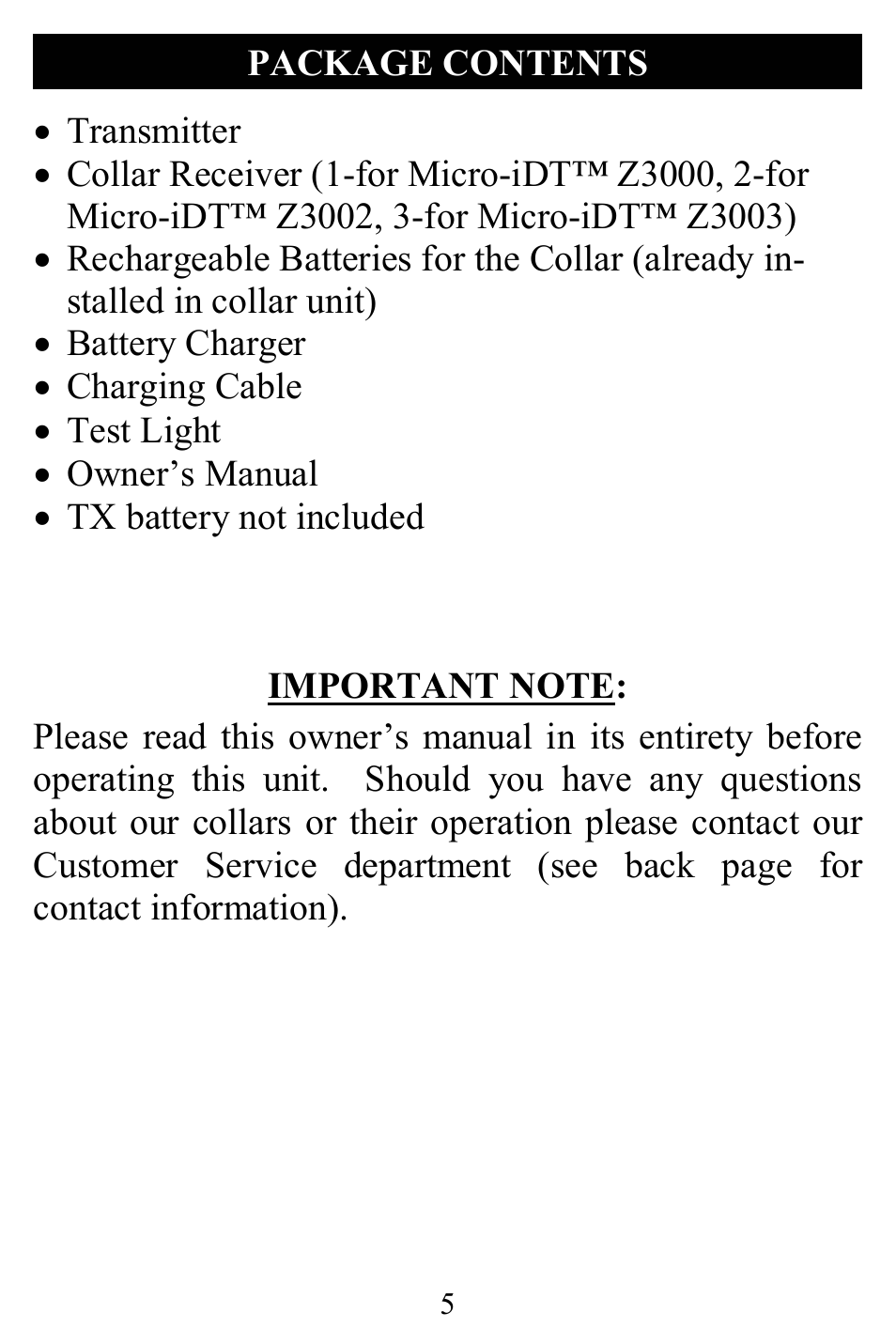 D.T. Systems Micro-iDT Z3000 (ex. serial #A12345) User Manual | Page 5 / 20