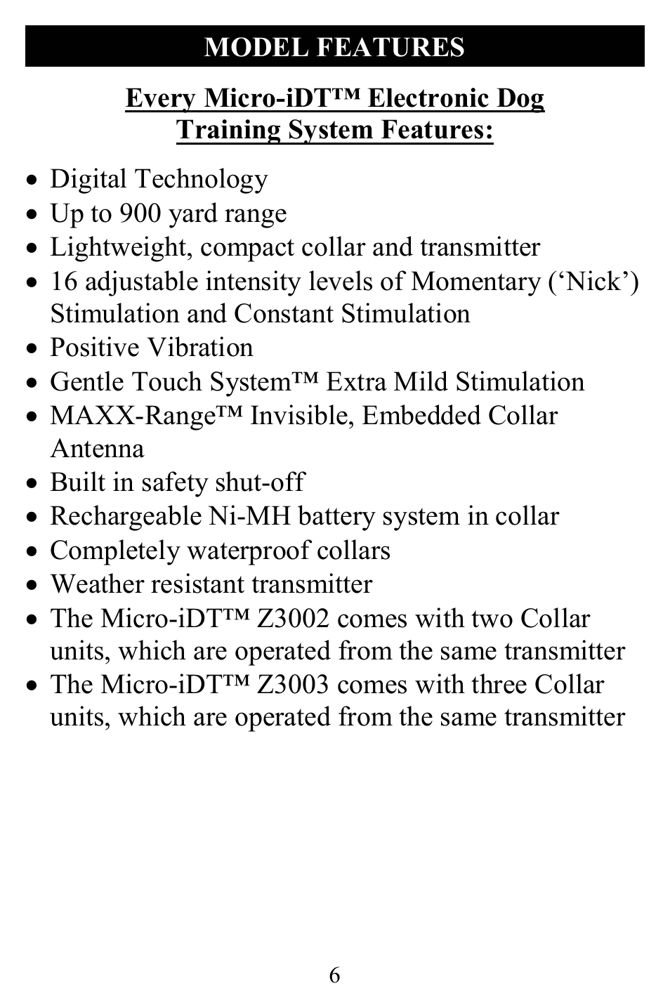 D.T. Systems Micro-iDT Z3000 (ex. serial #A12345) User Manual | Page 6 / 20